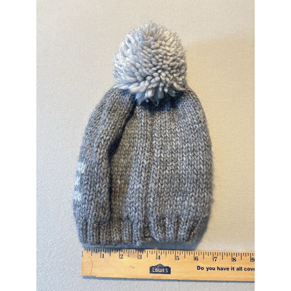 Nardi Tagliaferri Alpaca Wool Gray Chunky Knit Pom Beanie Made in Italy Women - Picture 2 of 3